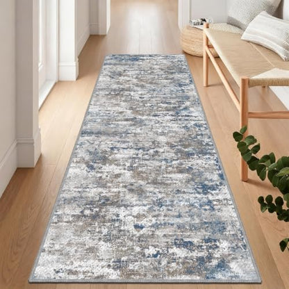 Hallway Runner Rug 3x6 Textured Non Slip Carpet Runner, Abstract Multi | Machine Washable Wide Runner Rug with Silicone Backing; Stain-Resistant Surface for Hallways, Kitchens and High-Traffic Areas - color: Abstract-multi, size: 3' x 6' (Runner)