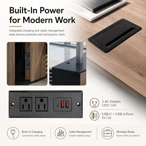 SAINTCY L Shaped Executive Standing Desk with Drawers, 78.74In Large Adjustable Heigh Office Desk with Power Outlet Hub,2.56" Thick Floating Desktop,for Home Office, Studio - color: Right, size: 62.99"D x 78.74"W x 29.5"H
