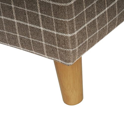 Spatial Order 24" Dinah Collection Storage Ottoman - Brown Windowpane Fabric - color: Brown Windowpane Fabric