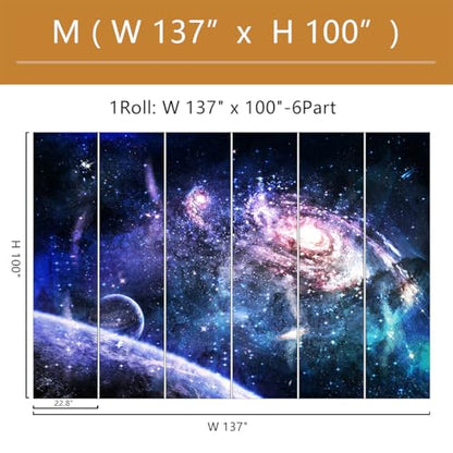 Galaxy Mural Wallpaper Peel and Stick for Kids Room Bedroom 137"x100" - color: ZZ-017, size: 137" x 100"