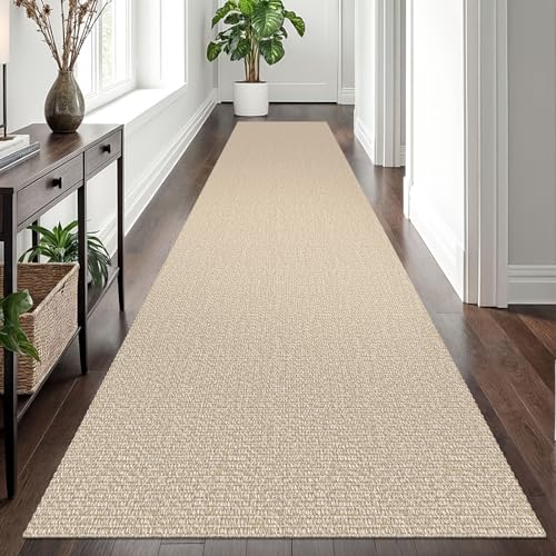 Washable Runner Rug, Non Slip Hallway Runner, 3x12 Ft, Sand/Beige | Washable Braided Runner Carpet, Non Slip Rubber Dot Backed, For Hallway, Kitchen, Entryway, Bedroom, Laundry Room, Foyer - color: Sand/Beige, size: 3' x 12' (Rectangular)