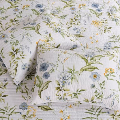 Levtex Home Viviana Blue Reversible King/Cal King Quilt Set (106x92in) with 2 Pillow Shams (36x20in) - Floral - Blue, Green, White - Cotton King Size Quilt Bedding Set - Lightweight, Soft - color: Blue, size: Quilt - King