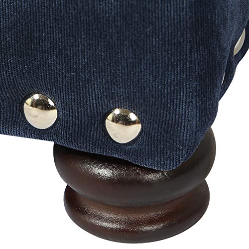 24" Ottoman with Storage for Living Room Rectangular Fabric Tufted Bench Footrest (Dark Blue) - color: Dark Blue