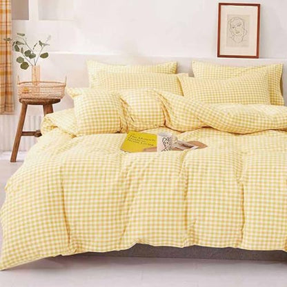 Yellow Grid Twin/Twin XL Size Duvet Cover Set 2 Piece, 68x90 Inch | Gingham Buffalo Check Geometric Pattern Microfiber Bed Comforter Cover Set, Soft & Lightweight Plaid Bedding Quilt Cover - color: Yellow Grid, size: Twin