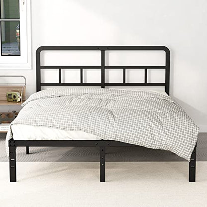 DiaOutro 14 Inch Queen Bed Frame with Headboard Metal Platform, Black | Heavy Duty Bed For Kids Adults, Steel Slat Supports No Box Spring Needed, Easy Assembly, Noise Free - size: Queen, style: 14 Inch