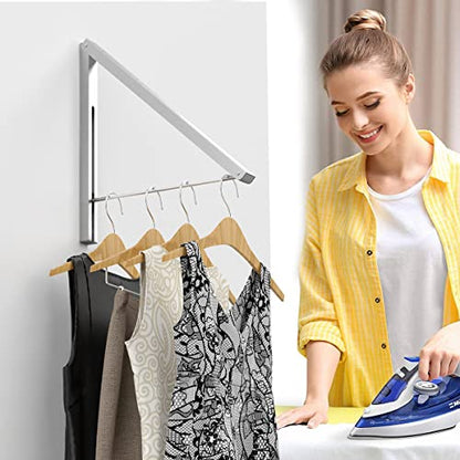 Wall Mounted Drying Rack Clothes Hanger Folding Wall Coat Racks Aluminum Home Storage Organiser Space Savers - color: Silver 1