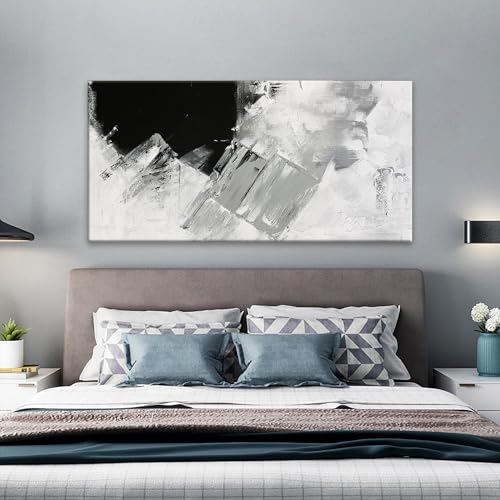 TAIJXAGSG Abstract Wall Art Painting Modern Grey Wall Decor Living Room 24" X 48" Canvas Art Wall Decor Black White Wall Art Canvas Prints Artwork For Bathroom Kitchen Office Decoration - color: black white grey, size: 48"L x 24"W