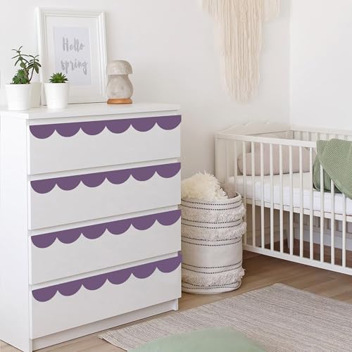 Scallop Border Wall Sticker，Door Edge Scallop Decorative Art Stickers，Scallop Peel and Stick Border，for Nursery, Kids Bedroom Living Room Home Scandinavian Boho Painting Wall Décor. (Purple Wine) - color: Purple Wine