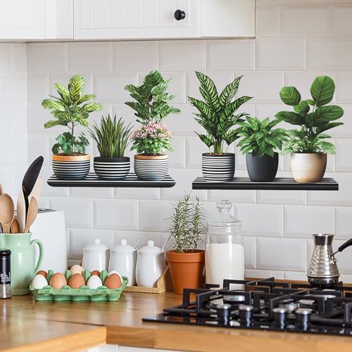 Green Plant Wall Decals 3D Bonsai Tropical Betterfly Wall Sticker Creative Vinyl Peel and Stick Removable Wall Art Decor for Living Room Bedroom Home Office (Green Plant 7) - style: Green Plant 7