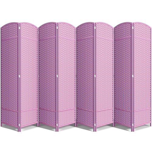 Sorbus 8 Panel Room Divider 6 ft. Tall - Privacy Screen, Extra Wide Double Hinged Panels, Mesh Hand-Woven Design, Partition Room Dividers and Folding Privacy Screens, Wall Divider for Room Separation - color: Pink Purple, size: 8 Panel