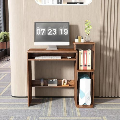 ALISENED Computer Desk with Storage Shelves, Home Office Desk with Monitor Stand, Small Writing Desk Table with Keyboard Tray,Study Table with CPU Stand for Small Spaces (35"-Rusitc Brown) - color: 35"-rusitc Brown