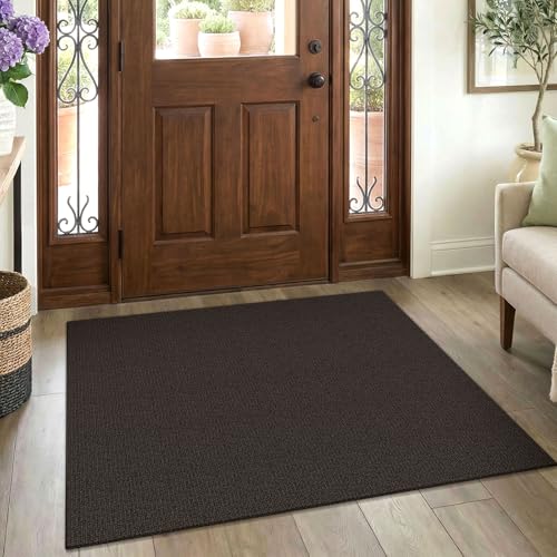 Washable Entryway Rug, Non Slip Doormat, 3x4 Ft, Taupe/Coffee | Washable Braided Area Rug, Non Slip Rubber Dot Backed, For Kitchen, Foyer, Front Door, Porch, Bathroom, Bedroom - color: Taupe/Coffee, size: 3' x 4' (Rectangular)