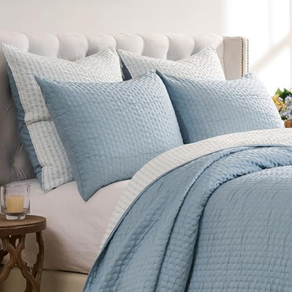 Greenland Home Fashions Homestead Modern Artisan Reversible Matelassé Pillow Sham, King, Sky Blue - color: Sky Blue, size: King Sham