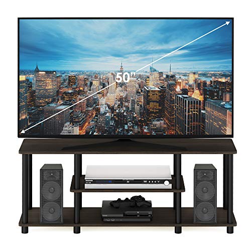 Furinno Turn-N-Tube No Tools 3D 3-Tier Entertainment TV Stand up to 50 inch TV, Round Tubes, Dark Brown / Black | for TV up to 50 Inch, Open Frame Rectangular Entertainment Center with Storage Shelf, TV Console, for Living Room, Bedroom - color: Dark Brow