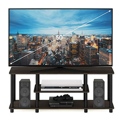 Furinno Turn-N-Tube No Tools 3D 3-Tier Entertainment TV Stand up to 50 inch TV, Round Tubes, Dark Brown / Black | for TV up to 50 Inch, Open Frame Rectangular Entertainment Center with Storage Shelf, TV Console, for Living Room, Bedroom - color: Dark Brow