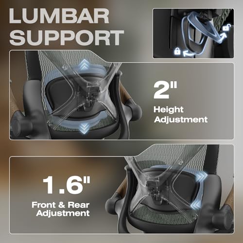 X100 Ergonomic Mesh Office Chair with Footrest, Big and Tall Home Desk Chair with 5D Flip-Up Arms, Adjustable 3D Lumbar Support, Gaming & Executive Computer Chair (Forest Ranger) - color: Forest Ranger