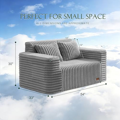 ZurNesfure Sofa Couch Loveseat Boneless Sofa with Pillow Grey,Loveseat | No Assembly Need, Modern Couch with deep seat and Washable Cover Cloud Sofa for Living Room Bedroom Apartment - color: Stripe Grey, size: Loveseat