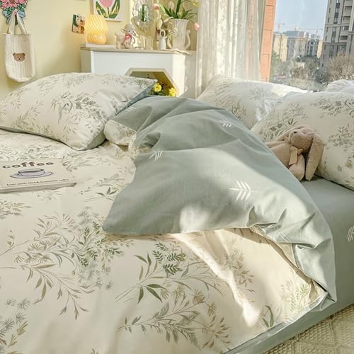 Garden Style Floral Duvet Cover Twin 3 Pieces Vintage Cottagecore Bedding Set 100% Cotton Botanical Floral Comforter Cover for Girls Women Chic Flower Leaves Plants Pattern Farmhouse Bedding Set - color: B# Boho Chic Floral, size: Twin(68"x86")