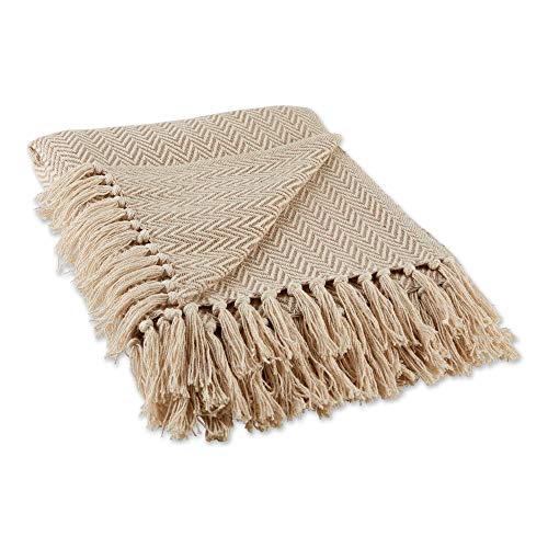 DII Chevron Throw Collection Handloomed Cotton, 50x60, Stone - color: Stone, size: 50x60"