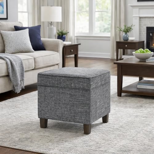 HomePop 18" Classic Square Storage Ottoman - Slate Grey - color: Slate Grey