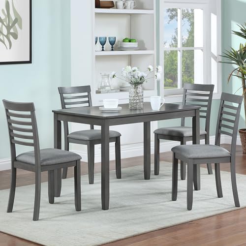 Knocbel Classic 4-Person Dining Table for Small Space, Wooden Apartment Condo Pub Bistro Kitchen Dining Furniture, Standard Height (Gray Rectangular 30" H) - color: Gray Rectangular 30"h