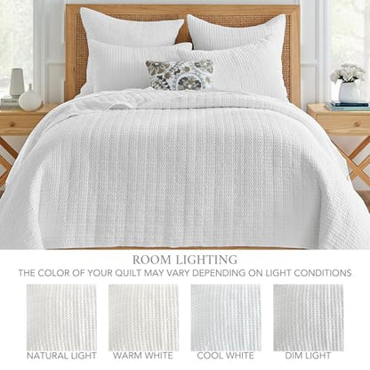 Levtex Home - Mills Waffle - Twin Quilt Set - Bright White Cotton Waffle - Quilt Size (68 x 86in.), Sham Size (26 x 20in.) - color: Bright White, size: Twin Quilt