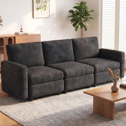 Guyii 90.15" Grey 3-Piece Sofa Set, Extra-Large 3-Seater Modular Sectional Sofa, Modern Convertible Sectional Couch for Living Room, Bedroom, Home - color: Grey, size: 3 Seat Sofa (No Ottoman)