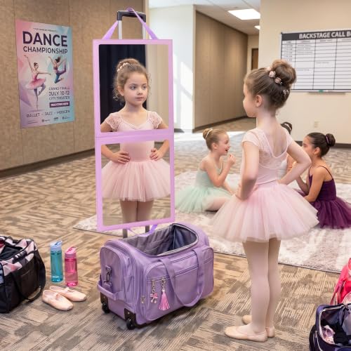 Portable Foldable Hanging Dance Mirror, Travel Acrylic Full Length, Purple | Fabuday Folding Body Mirror for Dress Camping Dance Competition Gifts for Kids Girls Compact Full Mirror - color: Purple