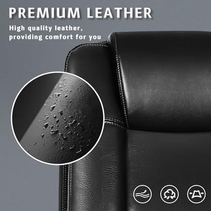 Flip-up Arms Office Desk Chair Big and Tall Managerial Executive Chair, High Back Computer Chair Ergonomic Adjustable Height PU Leather Chairs with Armrest for Long Time Sitting - color: New Black