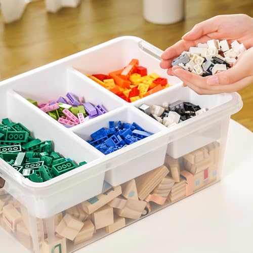 17QT Clear Plastic Craft Storage Box with Removable Tray & Lid - 2 packs | white container, art supply organizer for playdoh, sewing, beads & craft tools, space-saving stackable bins - size: 2Pack-17QT