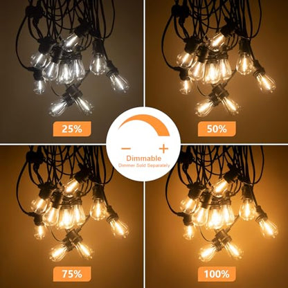 SUNTHIN Outdoor String Lights, 96FT Patio Lights with 32 LED Shatterproof Bulbs, Hanging for Outside, Garden, Backyard, Deck, Porch, Fence, Bistro, Pool, Party - color: Black