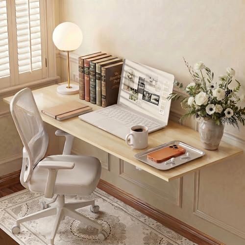 GOYLSER Wall Mounted Folding Kitchen Table Desk for Small Spaces Saving, Natural Wood Fold Down Laundry Wall Table, Wall Folding Portable Workbench Worktable, 47" x 20.5" - color: Natural Wood, size: 47"x20.5"