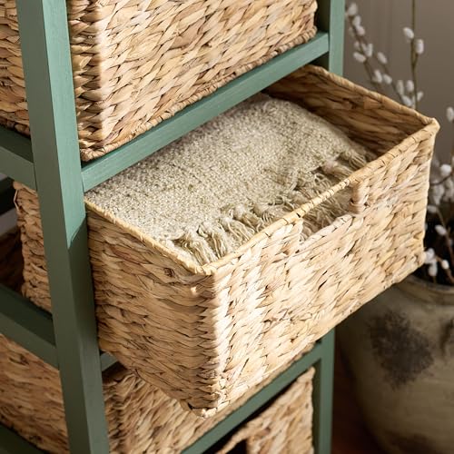 SAFAVIEH Furniture - Vedette 5-Basket Storage Tower - Dusty Green - Solid Wood - Coastal Basket Tower Design - Ideal for Entryway, Living Room, 17.5" W x 13.5" D x 46" H - Fully Assembled (AMH5739J) - color: Dusty Green