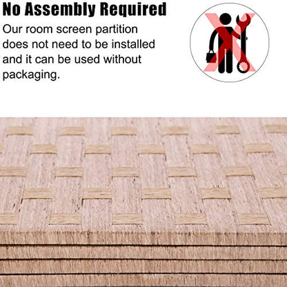 Meet Perfect 4-Panel Room Divider Privacy Screen,6 FT Wooden Woven Folding Screen,Foldable Mesh Wall Divider, Freestanding Room Partitions/Separator/Dividers Double-Weaved with Two-Way Hinges- Natural - color: Natural, size: 4 panels