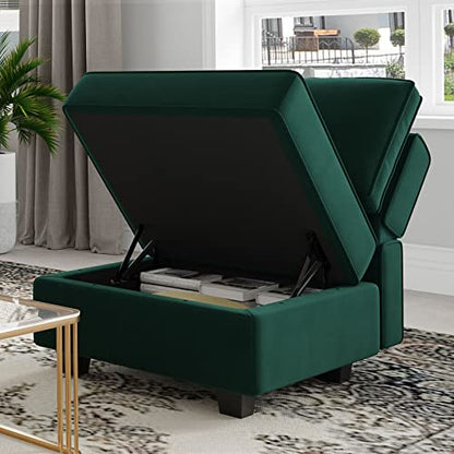 Belffin Convertible Sectional Sofa with Chaise Velvet L Shaped Sofa Couch Modular Sectional Sofa with Storage Green - color: Green, size: L Shape Sofa