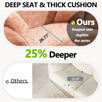 67" Curved Loveseat Sofa with 2 Pillows, Modern Boneless Couch in a Box, Small Cloud Loveseat for Bedroom Small Space Apartment Living Room, Memory Foam, Chenille, No Assembly (Pink) - color: Pink