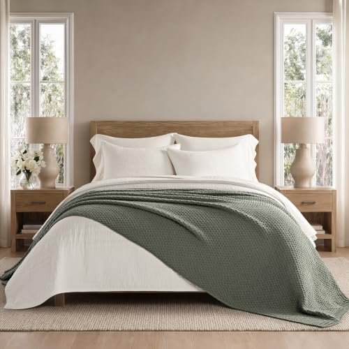 EVERGRACEHOME Chunky Chenille Knit Throw Blanket, 108x92, Dried Thyme Green | Sculpted Moss Stitch, Chic Modern Farmhouse, All-Season Warmth, OEKO-TEX® Certified, Oversized King for Couch, Bed, Sofa - color: Dried Thyme, size: 108" X 92"