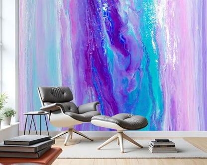 Peel and Stick Wallpaper Blue Green Teal Pink Purple Abstract Art Self Stick Wall Mural Removable Wallpaper Wall Decor for Living Room Boys Girls Bedroom Nursery