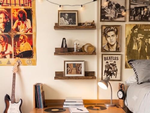 upsimples Floating Shelves for Wall Decor and Storage, Brown, 6Pcs 15.7'' | Wall Mounted Wood Shelves for Living Room, Bedroom, Bathroom, Kitchen, Office, Laundry Room Display and Organize - color: Brown, size: 15.7in