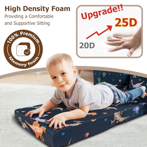 Kids Couch, 2-in-1 Kids Fold Out Couch | Convertible Sofa to Lounger for Girls and Boys, Soft Toddler Chairs Comfy 1-3 Years Old, Dinosaur - color: Dinosaur