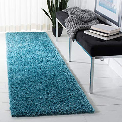 SAFAVIEH August Shag Collection Accent Rug - 2'3" x 4', Turquoise, Solid Design, Non-Shedding & Easy Care, 1.2-inch Thick Ideal for High Traffic Areas in Entryway, Living Room, Bedroom (AUG900K) - color: Turquoise, size: 2'3" x 4' (Rectangular)