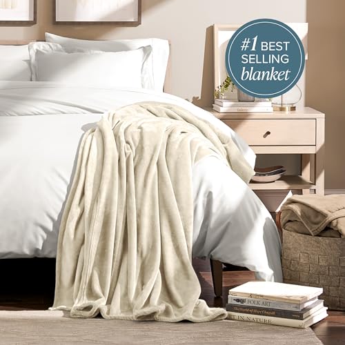 Bare Home Fleece Blanket Luxury Microplush (Full/Queen, Oyster) | Ultra-Soft Lightweight Blanket for Bed, Sofa, and Couch, Cozy & Warm Blanket - color: 20 - Oyster, size: Full/Queen