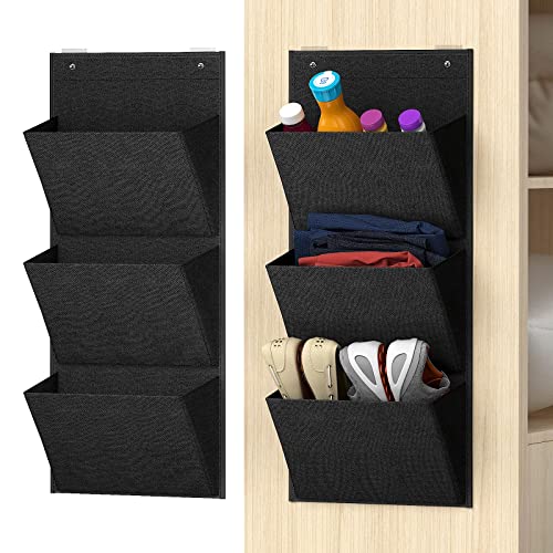 Wall Mounted Hanging Organizer 2Pack,Shoes Rack/Can Store 6Pairs of Plus-Size Sneakers,Also Stores Boots.with Sticky Hanging Mounts, Shoes Holder,Door Shoe Hangers (SM08-Black-2) - color: SM08-Black-2