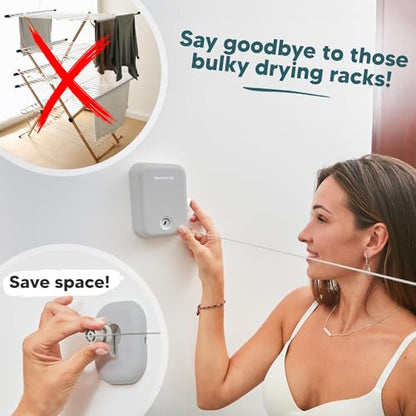 Retractable Clothesline Indoor Outdoor Clothes Line - Heavy Duty Clothes Drying Laundry Line - Wall Mounted Drying Rack - Air Dry Clothing - style: Light Gray