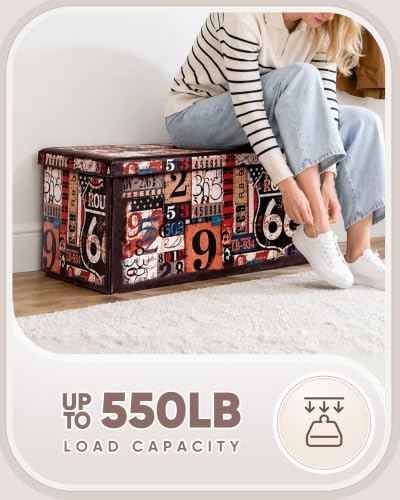 B FSOBEIIALEO Folding Storage Ottoman Bench with Faux Leather Footrest Seat, Coffee Table 30"x15"x15" - size: 30*15*15 inches
