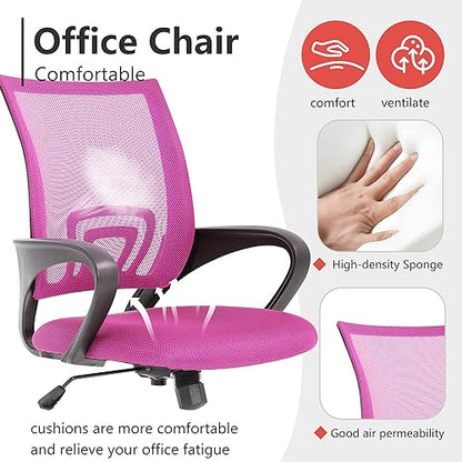 PayLessHere Office Computer Chair Ergonomic Cheap Desk Chair Adjustable Comfortable Mid Back Task Rolling Swivel with Lumbar Support for Home Office (Pack of 1, Pink) - color: Pink, style: pack of 1