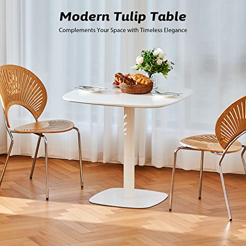 VONLUCE Modern Square Dining Table for 2 and 4 Person, 32 Inch Small Pedestal Kitche Dinner Table, Mid Century Style with 220lb Capacity, White - color: 32" White Squre