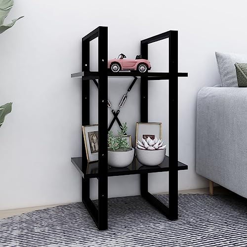 2-Tier Small Bookshelf, 2 Shelf Bookcase in Black, Engineered Wood Book Cabinet for Home Office, 15.7x11.8x27.6 Inches - color: Black, size: 1 & 27.6"