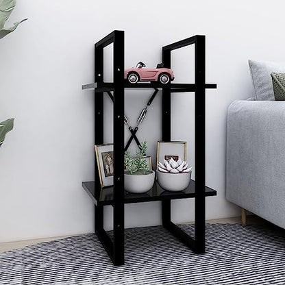 2-Tier Small Bookshelf, 2 Shelf Bookcase in Black, Engineered Wood Book Cabinet for Home Office, 15.7x11.8x27.6 Inches - color: Black, size: 1 & 27.6"