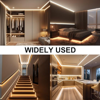 AXMOTUT COB LED Strip Lights with RF Remote, 24V 32.8ft Warm White Dimmable LED Light Strips, High Bright 2700K LED Lights with Power Supply for Room, Kitchen, DIY Home Decoration - size: 2700K/32fT